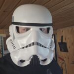 Stormtropper hjelm der er bestilt med print, slibning, maling og finish
Det er lavet som en gave for kunden
Test om den stadigvæk passer efter indsættelse af skum til, at beskytte hovedet